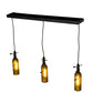 Meyda Lighting Tuscan Vineyard 36" 3-Light Textured Black Island Pendant Light With Green Wine Bottle Island Shade Glass