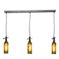 Meyda Lighting Tuscan Vineyard 36" 3-Light Textured Black Island Pendant Light With Green Wine Bottle Island Shade Glass