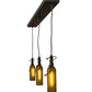 Meyda Lighting Tuscan Vineyard 36" 3-Light Textured Black Island Pendant Light With Green Wine Bottle Island Shade Glass