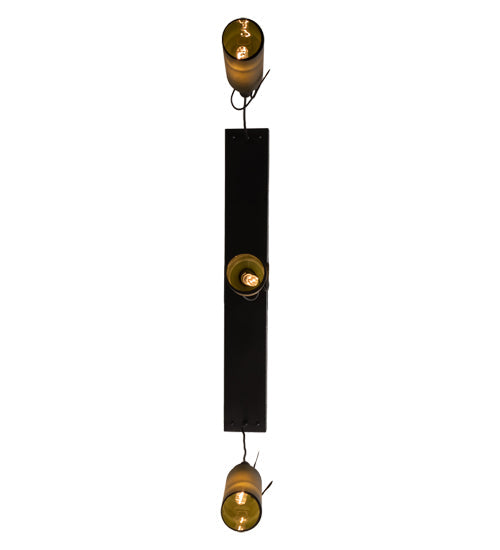 Meyda Lighting Tuscan Vineyard 36" 3-Light Textured Black Island Pendant Light With Green Wine Bottle Island Shade Glass