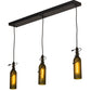 Meyda Lighting Tuscan Vineyard 36" 3-Light Textured Black Island Pendant Light With Green Wine Bottle Island Shade Glass