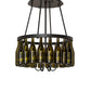 Meyda Lighting Tuscan Vineyard 36" 6-Light Textured Black Semi-flush Mount Light With 20 Green Wine Bottle Shade Glass
