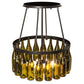 Meyda Lighting Tuscan Vineyard 36" 6-Light Textured Black Semi-flush Mount Light With 20 Green Wine Bottle Shade Glass