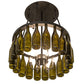Meyda Lighting Tuscan Vineyard 36" 6-Light Textured Black Semi-flush Mount Light With 20 Green Wine Bottle Shade Glass