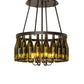Meyda Lighting Tuscan Vineyard 36" 6-Light Textured Black Semi-flush Mount Light With 20 Green Wine Bottle Shade Glass