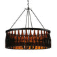 Meyda Lighting Tuscan Vineyard 37" 12-Light Textured Black Estate Chandelier With Amber Wine Bottle Shade Glass