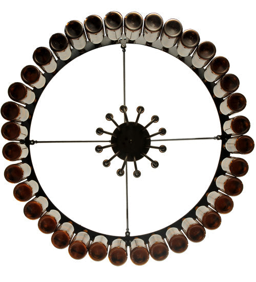 Meyda Lighting Tuscan Vineyard 37" 12-Light Textured Black Estate Chandelier With Amber Wine Bottle Shade Glass
