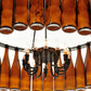 Meyda Lighting Tuscan Vineyard 37" 12-Light Textured Black Estate Chandelier With Amber Wine Bottle Shade Glass
