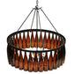 Meyda Lighting Tuscan Vineyard 37" 12-Light Textured Black Estate Chandelier With Amber Wine Bottle Shade Glass