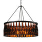 Meyda Lighting Tuscan Vineyard 37" 12-Light Textured Black Estate Chandelier With Amber Wine Bottle Shade Glass