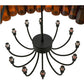 Meyda Lighting Tuscan Vineyard 38" 12-Light Textured Black Chandelier With 36 Amber Wine Bottle Shade Glass