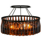Meyda Lighting Tuscan Vineyard 38" 12-Light Textured Black Chandelier With 36 Amber Wine Bottle Shade Glass
