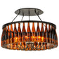 Meyda Lighting Tuscan Vineyard 38" 12-Light Textured Black Chandelier With 36 Amber Wine Bottle Shade Glass