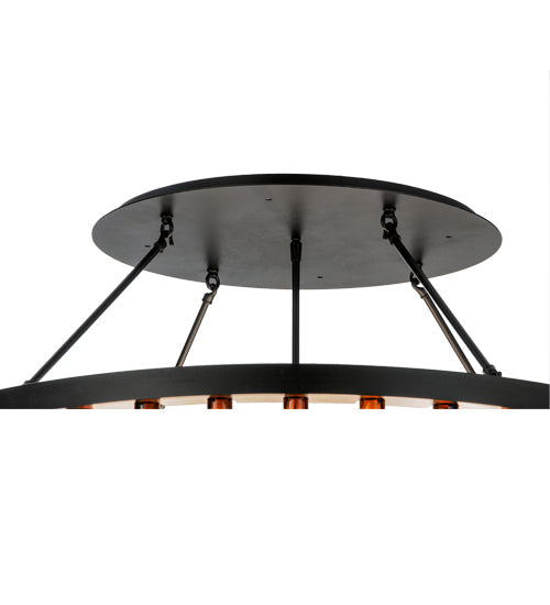 Meyda Lighting Tuscan Vineyard 38" 12-Light Textured Black Chandelier With 36 Amber Wine Bottle Shade Glass
