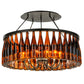 Meyda Lighting Tuscan Vineyard 38" 12-Light Textured Black Chandelier With 36 Amber Wine Bottle Shade Glass