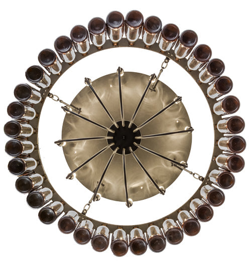 Meyda Lighting Tuscan Vineyard 38" 12-Light Textured Black Chandelier With Amber Wine Bottle Shade Glass