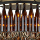 Meyda Lighting Tuscan Vineyard 38" 12-Light Textured Black Chandelier With Amber Wine Bottle Shade Glass