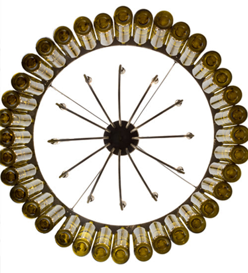 Meyda Lighting Tuscan Vineyard 38" 12-Light Textured Black Estate Chandelier With Green Wine Bottle Shade Glass