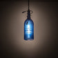 Meyda Lighting Tuscan Vineyard 4" Black Personalized Mini Pendant Light With Blue Wine Bottle Shade Glass