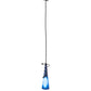 Meyda Lighting Tuscan Vineyard 4" Black Triangular Mini Pendant Light With Blue Wine Bottle Shade Glass