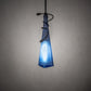 Meyda Lighting Tuscan Vineyard 4" Black Triangular Mini Pendant Light With Blue Wine Bottle Shade Glass