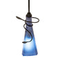 Meyda Lighting Tuscan Vineyard 4" Black Triangular Mini Pendant Light With Blue Wine Bottle Shade Glass