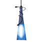 Meyda Lighting Tuscan Vineyard 4" Black Triangular Mini Pendant Light With Blue Wine Bottle Shade Glass