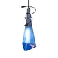 Meyda Lighting Tuscan Vineyard 4" Black Triangular Mini Pendant Light With Blue Wine Bottle Shade Glass