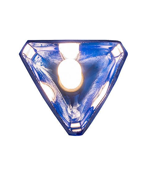 Meyda Lighting Tuscan Vineyard 4" Black Triangular Mini Pendant Light With Blue Wine Bottle Shade Glass