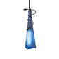 Meyda Lighting Tuscan Vineyard 4" Black Triangular Mini Pendant Light With Blue Wine Bottle Shade Glass