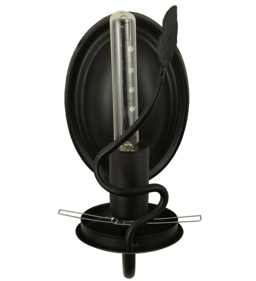Meyda Lighting Tuscan Vineyard 4" Black Wall Sconce With Frosted Green Wine Bottle Shade Glass