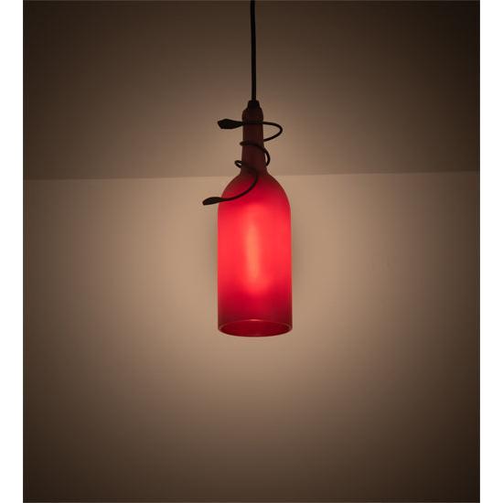 Meyda Lighting Tuscan Vineyard 4" Mini Pendant Light With Red Wine Bottle Shade Glass