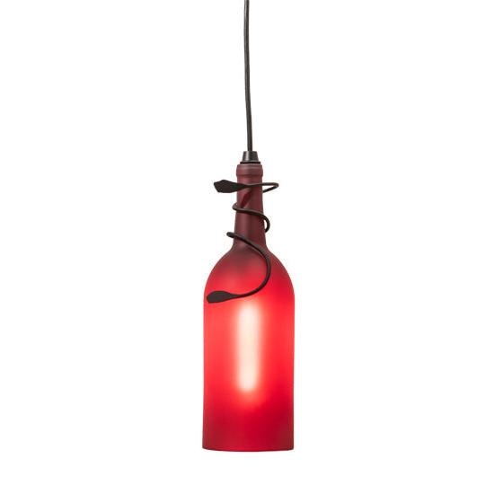 Meyda Lighting Tuscan Vineyard 4" Mini Pendant Light With Red Wine Bottle Shade Glass