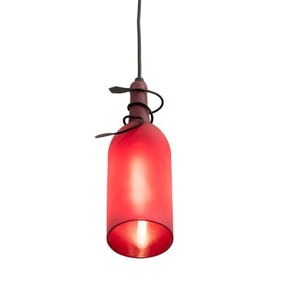 Meyda Lighting Tuscan Vineyard 4" Mini Pendant Light With Red Wine Bottle Shade Glass