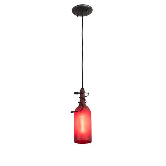 Meyda Lighting Tuscan Vineyard 4" Mini Pendant Light With Red Wine Bottle Shade Glass