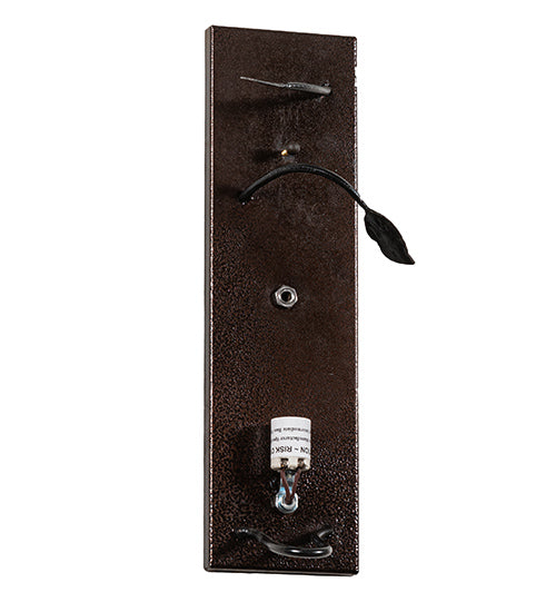 Meyda Lighting Tuscan Vineyard 4" Textured Black & Copper Vein Wall Sconce With Red Sandblasted Wine Bottle Shade Glass