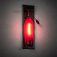 Meyda Lighting Tuscan Vineyard 4" Textured Black & Copper Vein Wall Sconce With Red Sandblasted Wine Bottle Shade Glass