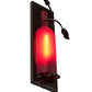 Meyda Lighting Tuscan Vineyard 4" Textured Black & Copper Vein Wall Sconce With Red Sandblasted Wine Bottle Shade Glass