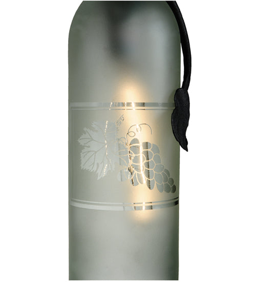 Meyda Lighting Tuscan Vineyard 4" Textured Black Mini Pendant Light With Clear Sanblasted Grapes Wine Bottle Shade Glass