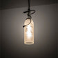 Meyda Lighting Tuscan Vineyard 4" Textured Black Mini Pendant Light With Clear Sanblasted Grapes Wine Bottle Shade Glass