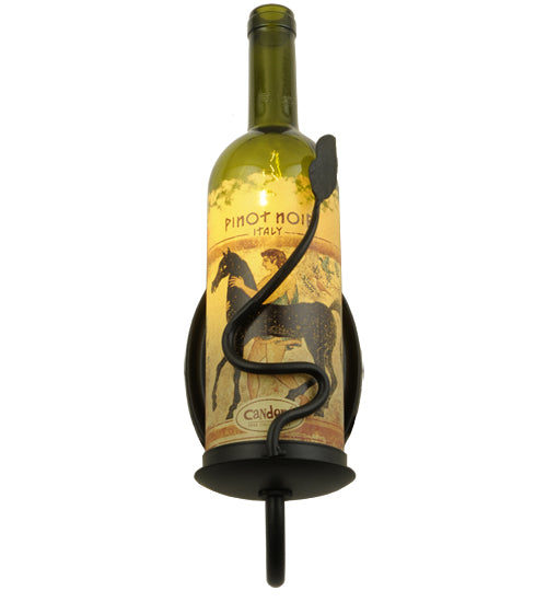 Meyda Lighting Tuscan Vineyard 4" Textured Black Personalized Wall Sconce With Wine Bottle Shade Glass