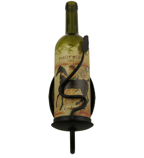 Meyda Lighting Tuscan Vineyard 4" Textured Black Personalized Wall Sconce With Wine Bottle Shade Glass
