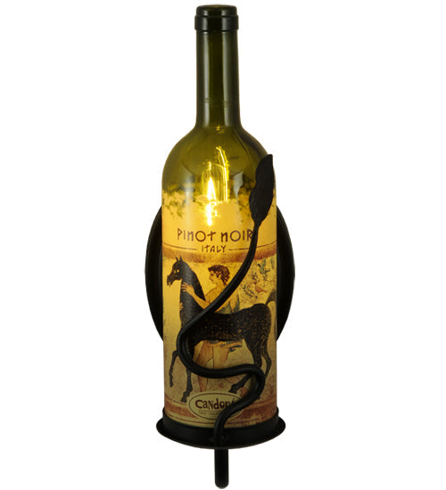 Meyda Lighting Tuscan Vineyard 4" Textured Black Personalized Wall Sconce With Wine Bottle Shade Glass