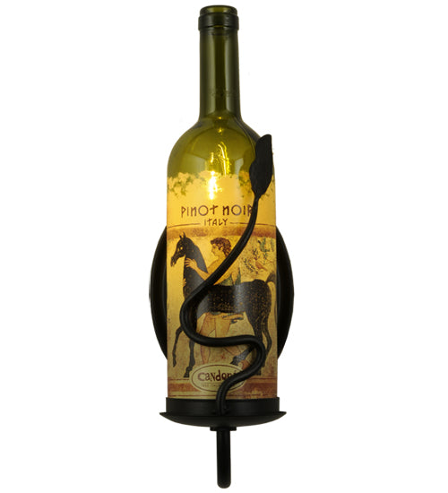 Meyda Lighting Tuscan Vineyard 4" Textured Black Personalized Wall Sconce With Wine Bottle Shade Glass