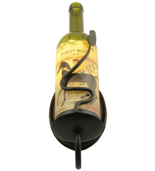 Meyda Lighting Tuscan Vineyard 4" Textured Black Personalized Wall Sconce With Wine Bottle Shade Glass