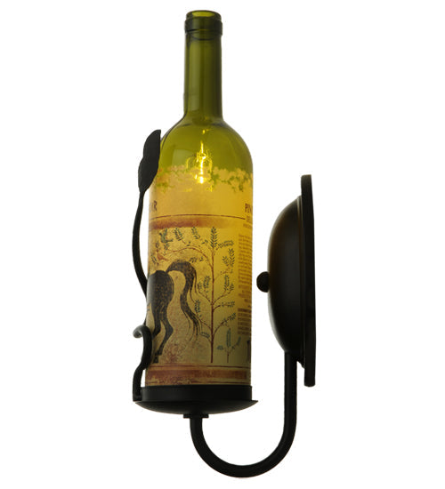 Meyda Lighting Tuscan Vineyard 4" Textured Black Personalized Wall Sconce With Wine Bottle Shade Glass