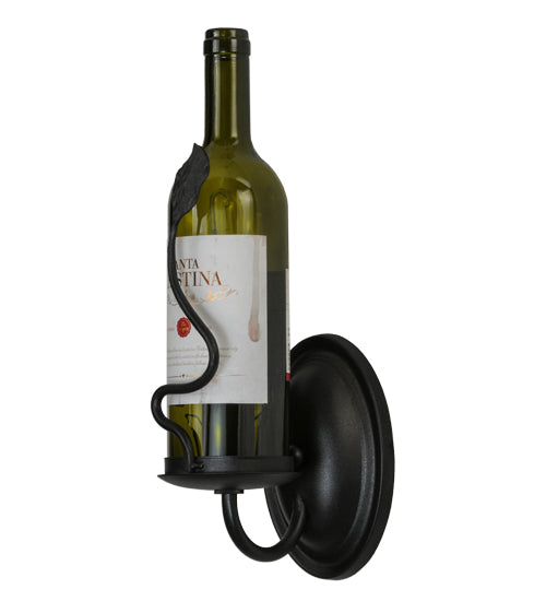 Meyda Lighting Tuscan Vineyard 4" Textured Black Wall Sconce With Green Personalized Wine Bottle Shade Glass