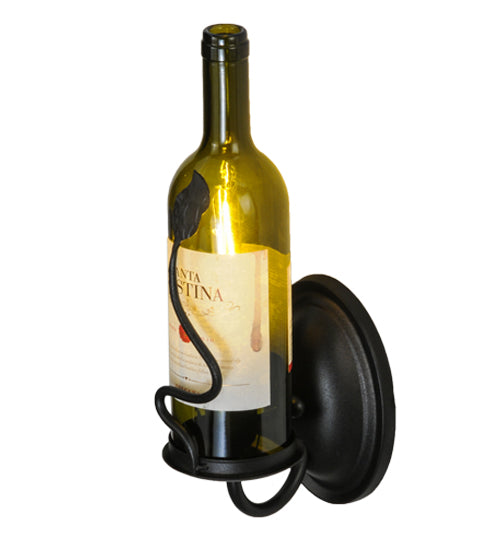 Meyda Lighting Tuscan Vineyard 4" Textured Black Wall Sconce With Green Personalized Wine Bottle Shade Glass