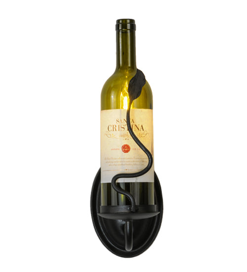 Meyda Lighting Tuscan Vineyard 4" Textured Black Wall Sconce With Green Personalized Wine Bottle Shade Glass