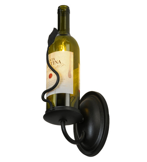 Meyda Lighting Tuscan Vineyard 4" Textured Black Wall Sconce With Green Personalized Wine Bottle Shade Glass